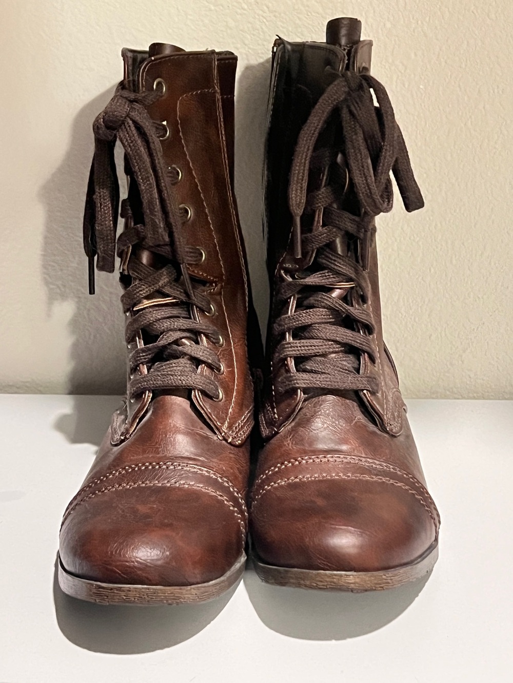 Women's Brown Leather Lace-Up Ankle Boots
